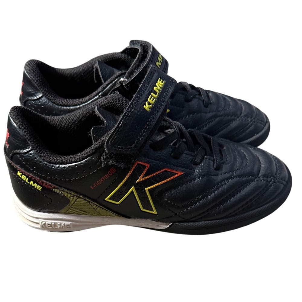 Kelme K-Fighting Kids Indoor Soccer Shoes Black‎ Yellow Size 12 68833134